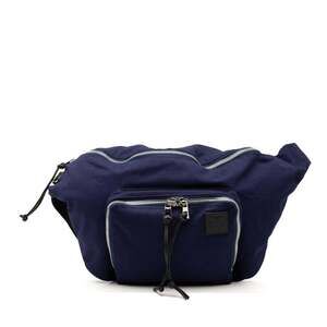 LOEWE Anagram Logo Waist Bag, Body Bum Navy, Black Canvas, Leather, Women's